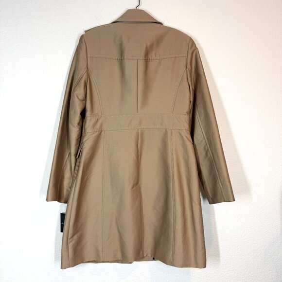 Vintage Kenneth Cole Military Trench Coat Jacket Y2K Medium Tan Retro Cargo - Picture 2 of 12